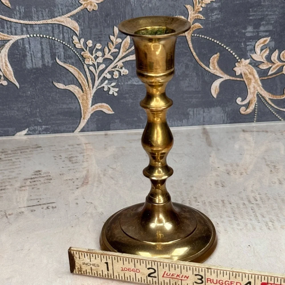 Vintage Brass Candlestick Holder Petite Taper Candle Estate Find